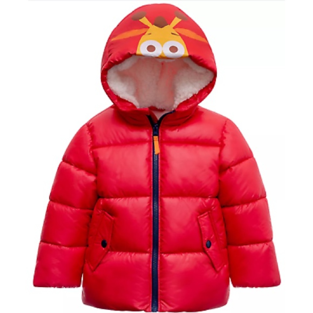 Toys R us toddler boys heavy weight giraffe red puffer coat